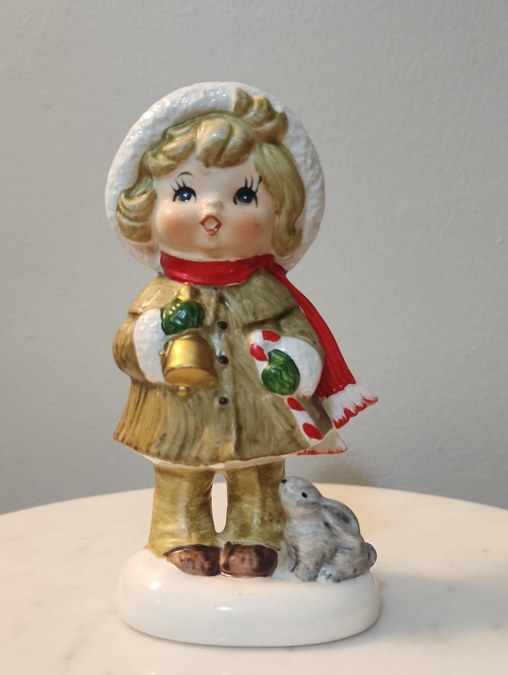 Napcoware Vintage Hand-Painted Holiday Caroler Figurine Red Cream